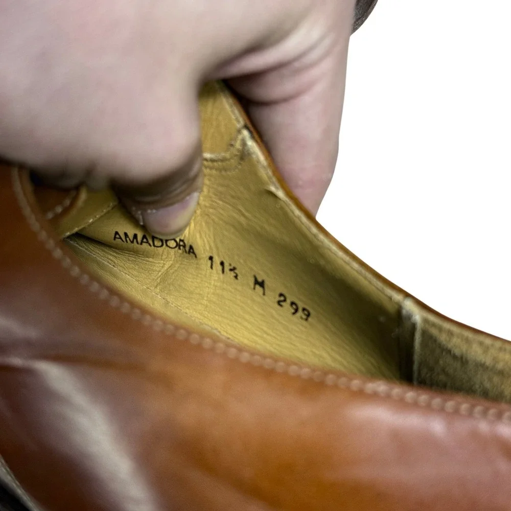 Mezlan Oxford Dress Shoes Mens 11.5 M Tan Leather Square Toe Lace Up Spain